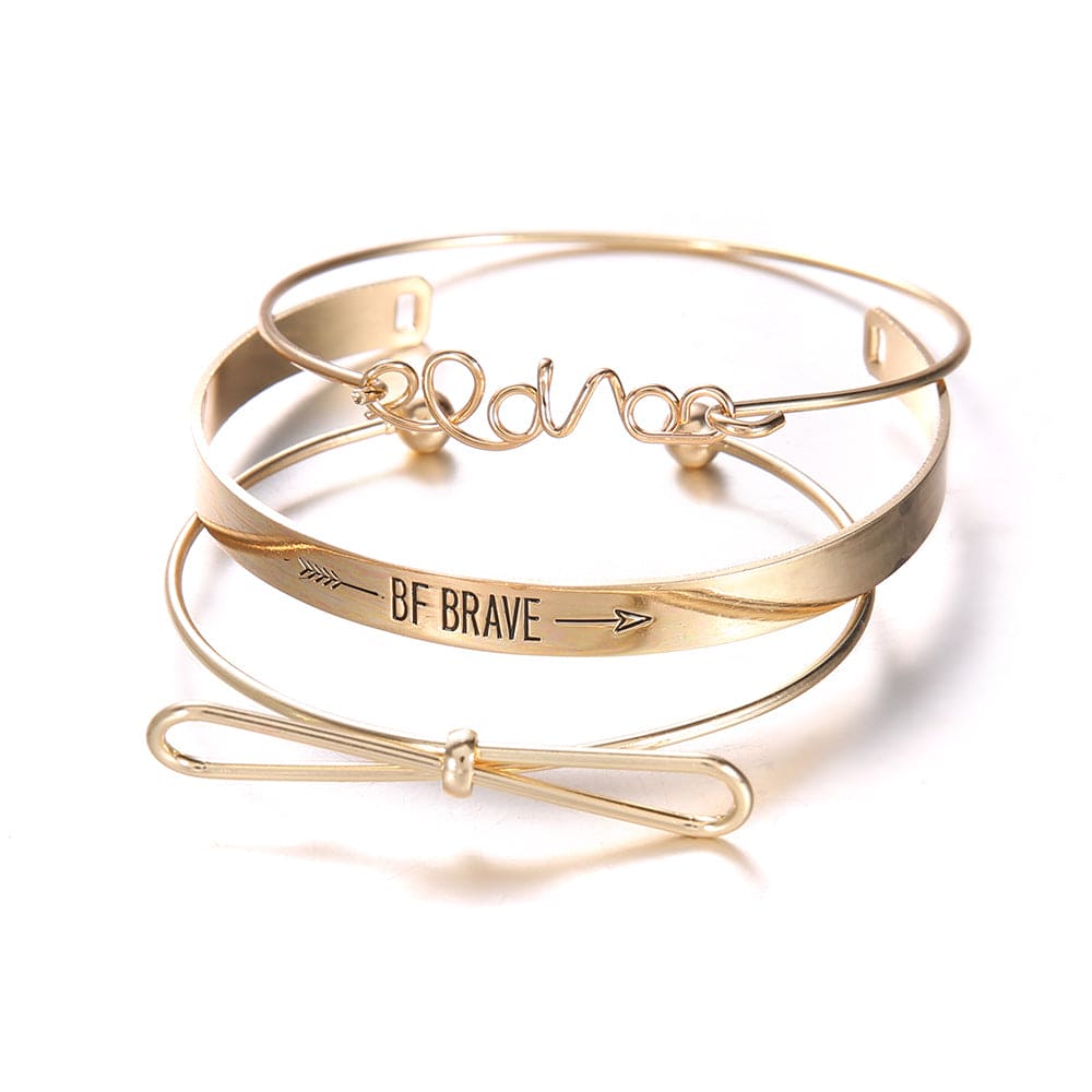 Set Of 3 Be Brave Love Bracelet, Geometric Chain Open Bracelets Jewelry, Letter Opening Adjustable Bracelet, Wedding Engagement Bracelet Fashion Jewellery, Stainless Steel Charm Bracelet Set Of 3 Be Brave Love Bracelet, Geometric Chain Open Bracelets Jewelry, Letter Opening Adjustable Bracelet, Wedding Engagement Bracelet Fashion Jewellery, Stainless Steel Charm Bracelet